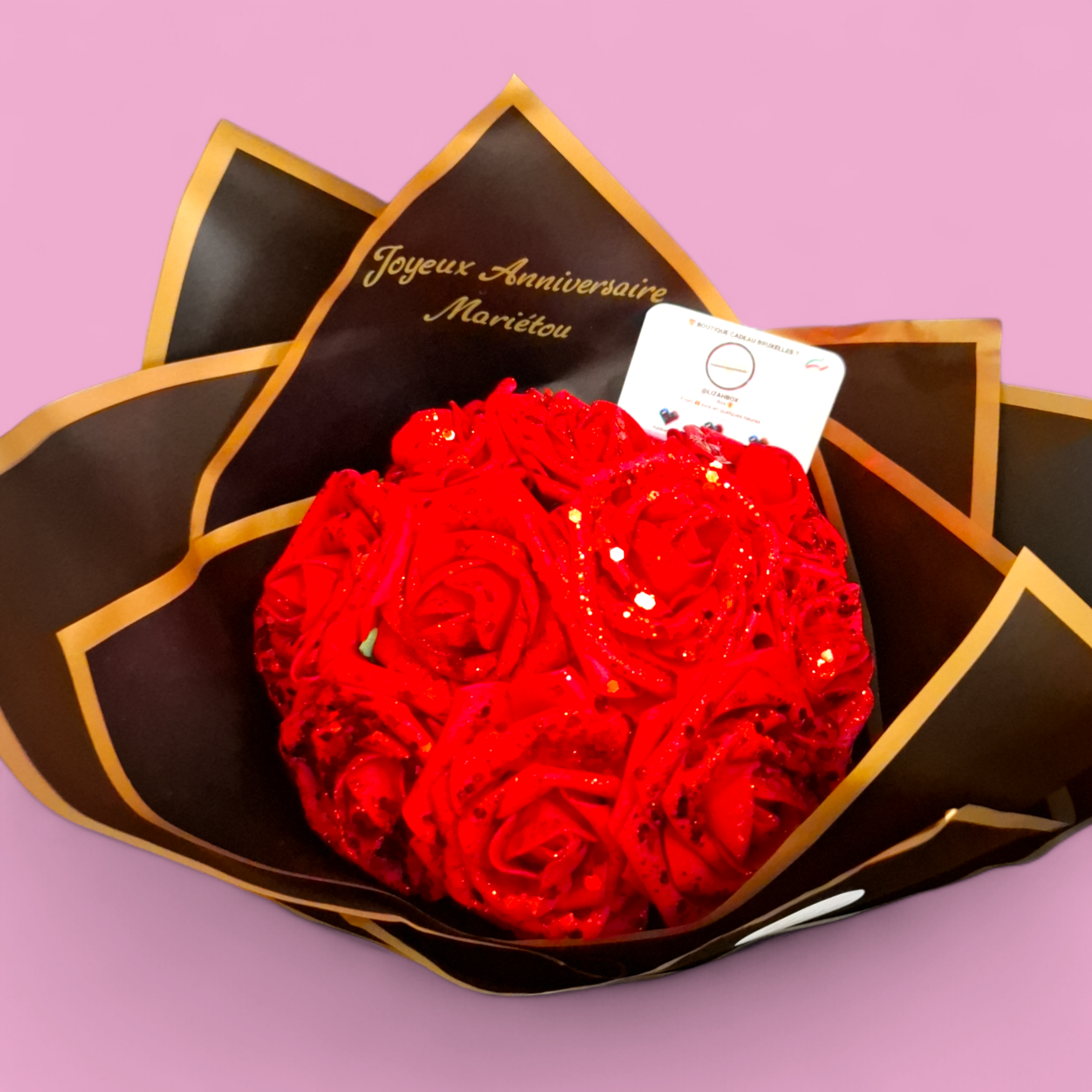 Image de notre bouquet de 10 roses éternelles personnalisation offerte